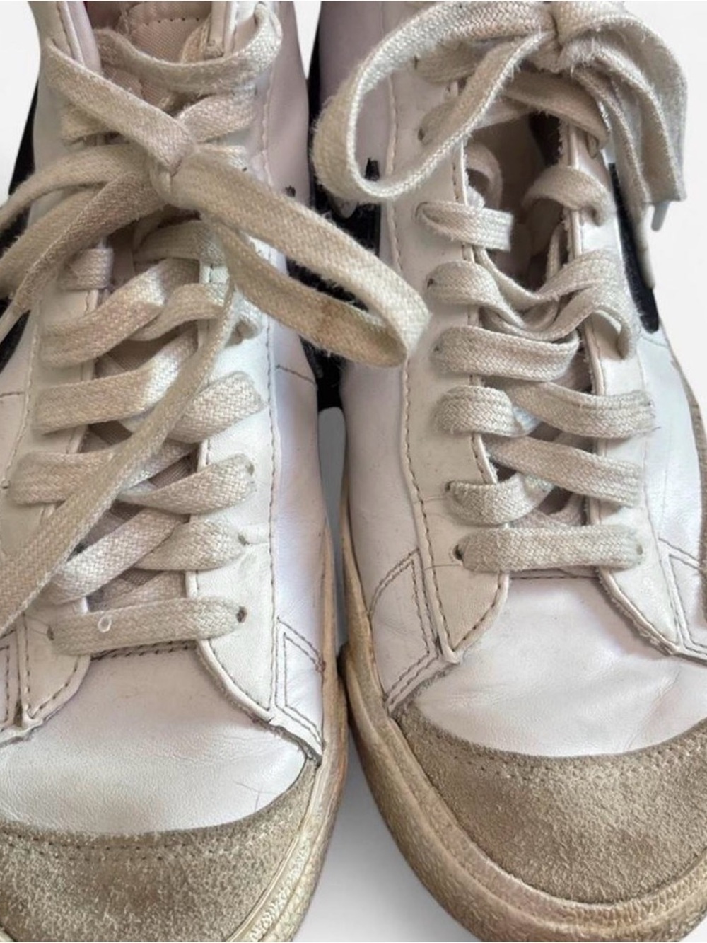 Nike White High-Top Sneakers with Black Swoosh - Picture 4 of 4